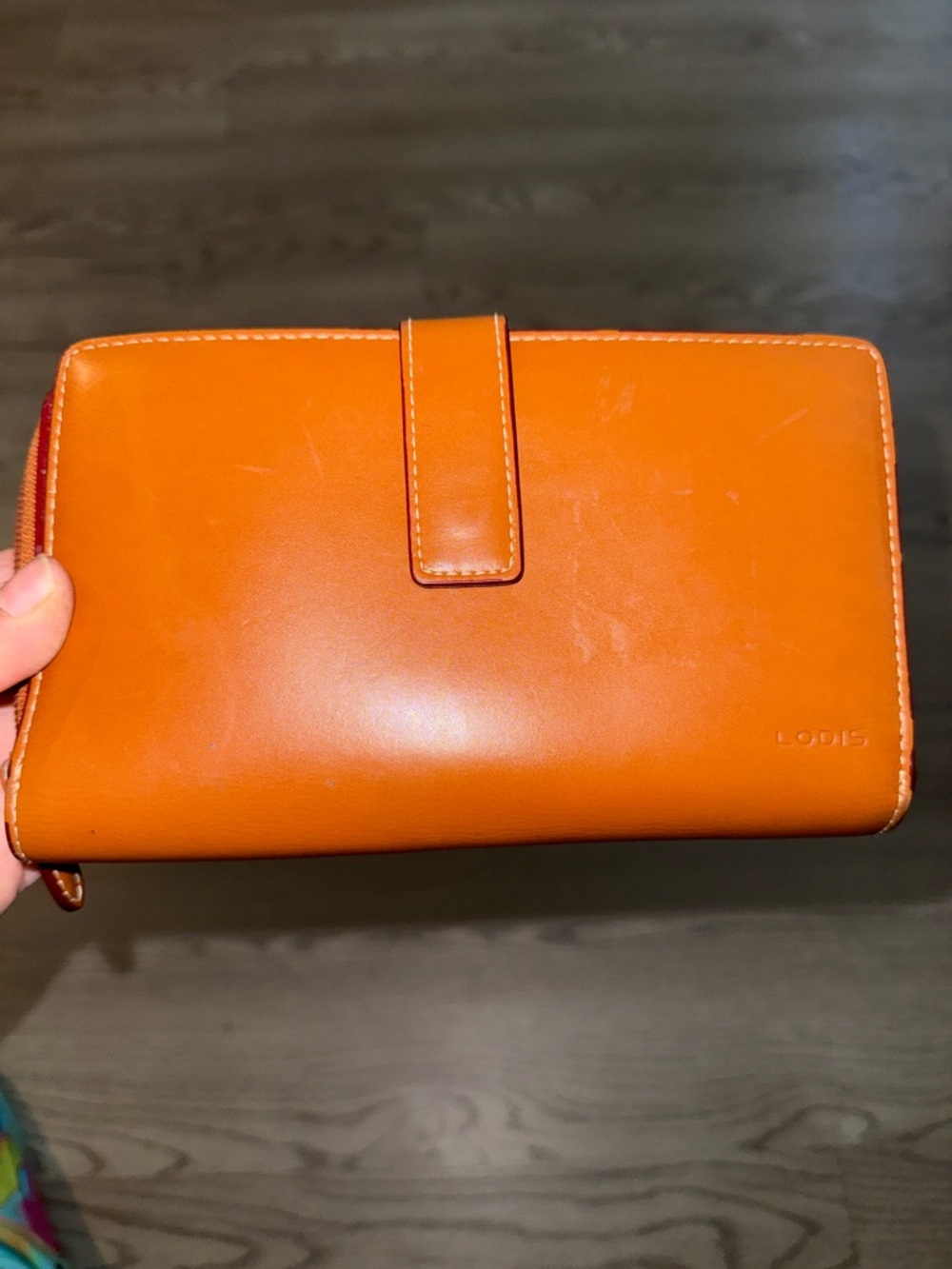 Lodis Cognac Wallet with Snap Strap